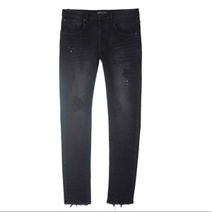 Purple Brand Black Repair Mid Rise Slim Jeans